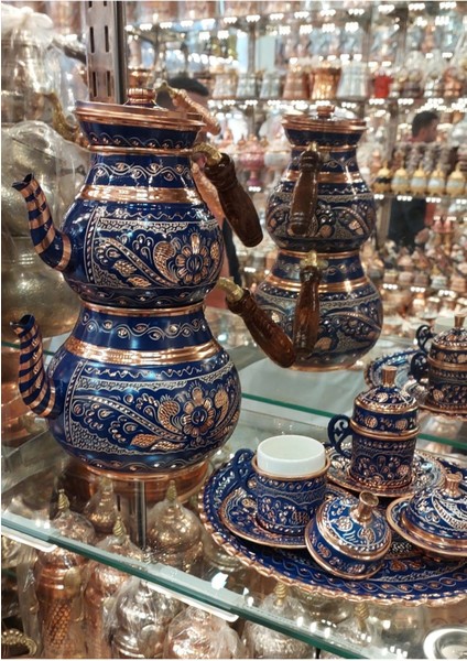 Çeyiz Seti 2'li Set Bakır Fincan Takımı 2 Kişilik & Bakır Çaydanlık Türk Kahvesi Bakır Kahve Takımı