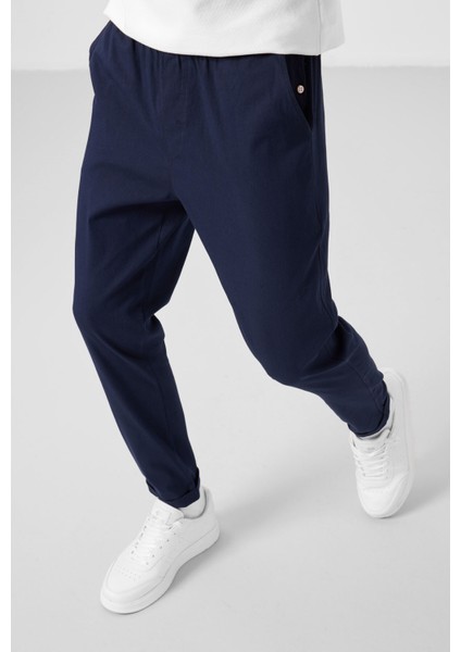 Lacivert Standart Fit Dokuma Hafif Esnek Chino Erkek Pantolon - 82178