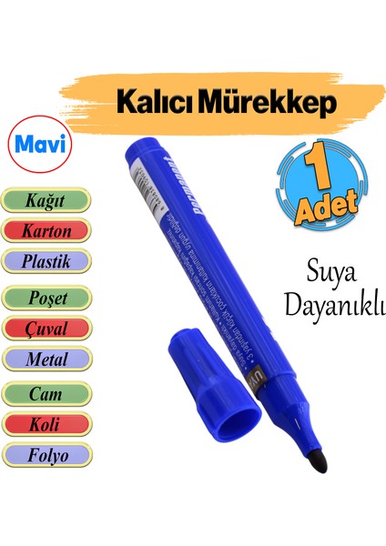 Kalıcı Çıkmaz Koli Kalemi Suya Dayanıklı Işaretleme Markalama Mavi Kalem Metal Cam Çuval Folyo