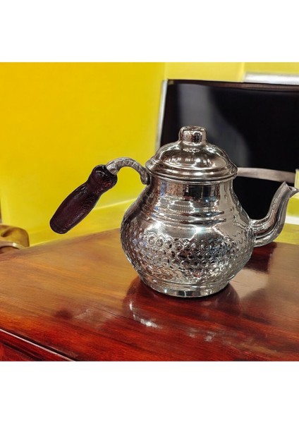Zımba Desenli Bakır Çaydanlık ve Demlik Seti, Dayanıklı ve Şık Tasarım, 880 ml