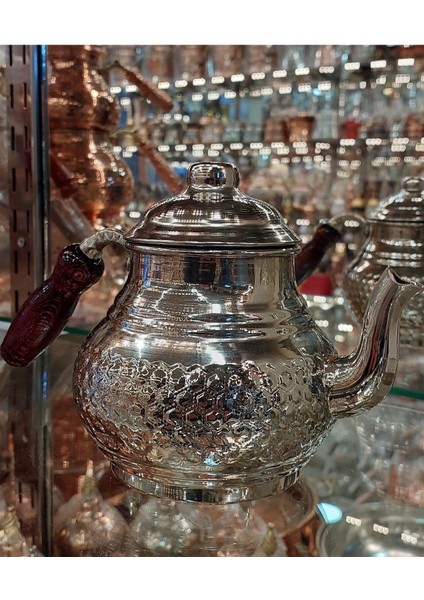 Zımba Desenli Bakır Çaydanlık ve Demlik Seti, Dayanıklı ve Şık Tasarım, 880 ml fırsatları