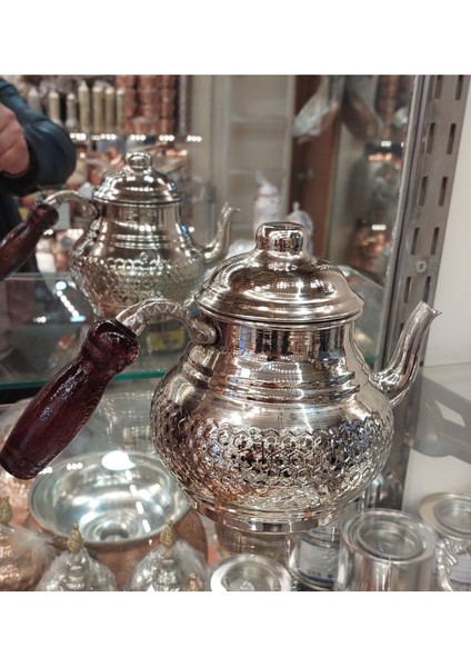 Zımba Desenli Bakır Çaydanlık ve Demlik Seti, Dayanıklı ve Şık Tasarım, 880 ml indirimleri