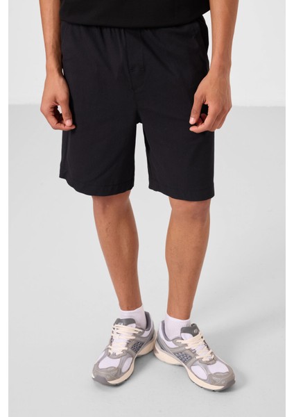 Siyah Standart Fit Dokuma Hafif Esnek Chino Erkek Şort - 81293