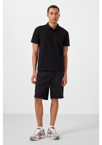 Siyah Standart Fit Dokuma Hafif Esnek Chino Erkek Şort - 81293