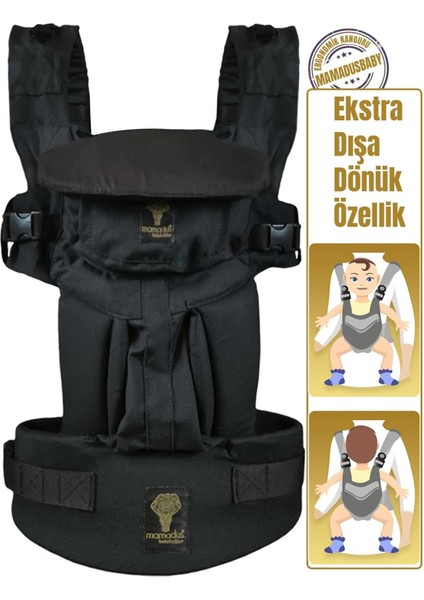 Plus Ekstra Dışa Dönük Ergonomik Kanguru - Siyah