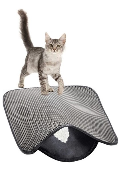 ® Kedi Tuvalet Önü Kum Toplayıcı Temizleyici Elekli Gri Paspas fırsatları