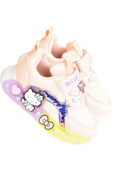 Günlük Kız Çocuk Spor Ayakkabı Hello Kitty Süs Detay Işıklı Taban Lastik Bağcık Sneaker 120