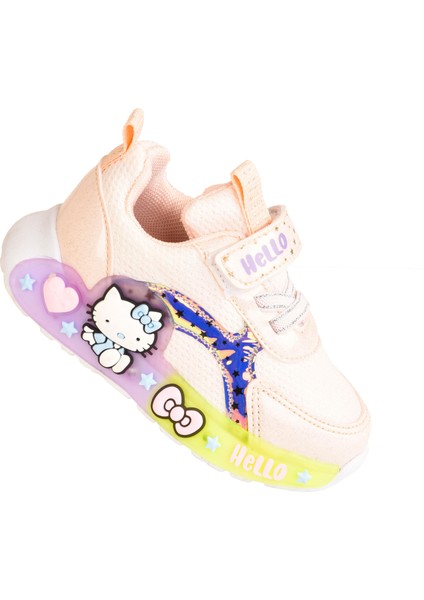 Günlük Kız Çocuk Spor Ayakkabı Hello Kitty Süs Detay Işıklı Taban Lastik Bağcık Sneaker 120