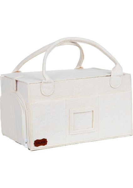Kare Kapaklı Anne Bebek Bakım Çantası Organizeri Keçe Bej modelleri