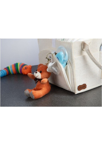 Kare Kapaklı Anne Bebek Bakım Çantası Organizeri Keçe Bej fırsatları