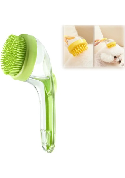 1pc Pet Bath Brush Soft Silicone Long Handle With Shampoo Dispenser Gentle Mage For grooming And Cleaning Fur And Hair f/boyut:tek Boyut (Yurt Dışından)