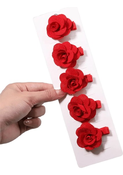 5pcs/set Düz Renkli Tatlı Camellia Saç Klipleri Çocuklar Için Kızlar Çiçek Saç Tokaları Kapalı Güvenlik Klipleri Başlık Saç Aksesuarları: 12 (Yurt Dışından)