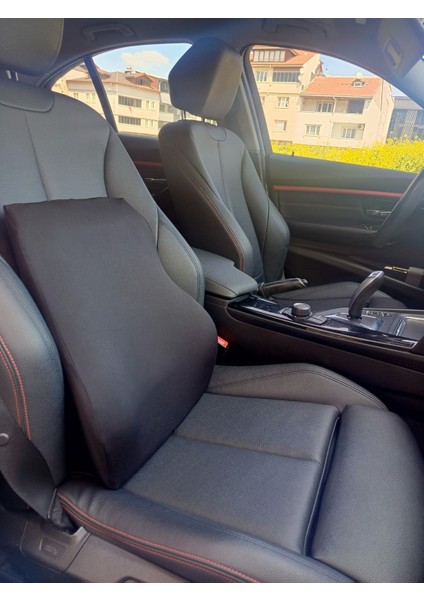 Visco Bel Yastığı Sırt Minderi Ortopedik Bel Minderi Ortopedik Sırt Yastığı %100 Visco Destek Minderi Ergonomik Yastık Siyah Renk Kılıflı ve Fermuarlı Bel Yastığı