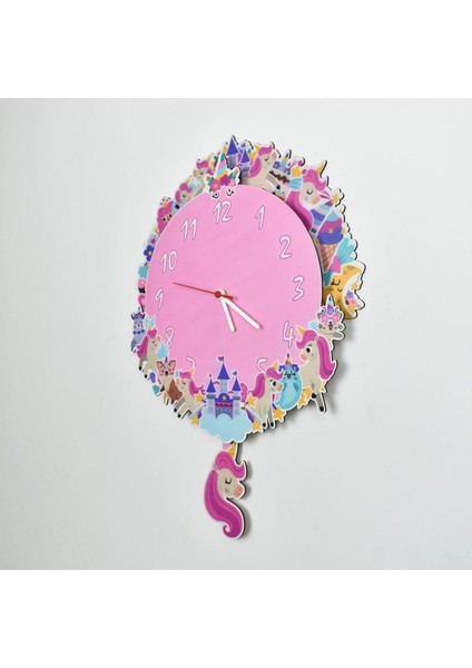 3 Boyutlu Sihirli Unicorn Çocuk Odası Ahşap Duvar Saati modelleri