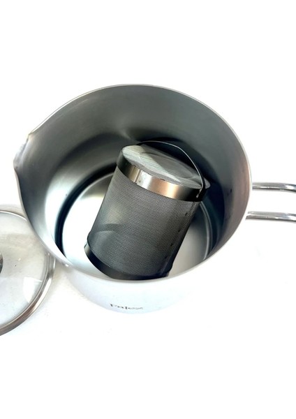 Şık ve kullanışlı 800 ml kapaklı çay demliği, çelik tasarım, gümüş renk