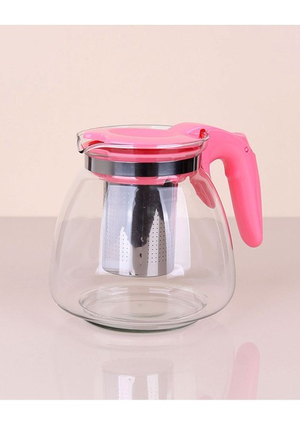 14 cm şeffaf cam demlik, 1,1 L, şık ve kullanışlı tasarım, pembe renk