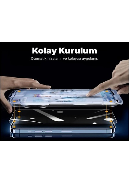 Apple iPhone 13 Uyumlu Kolay Takma Aparatlı Hayalet Cam Ekran Koruyucu