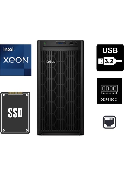 T150 Intel Xeon E-2314 PET150SPL5-39 16GB 1X1.92TB SSD Freedos Raid Controller 300W Tower Server