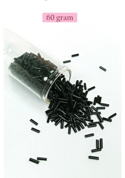 Uzun Boru Kesme Boncuk Çap 2mm Uzunluk 10 mm - 60 Gram - Siyah - BNC280
