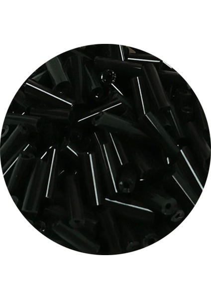 Uzun Boru Kesme Boncuk Çap 2mm Uzunluk 10 mm - 60 Gram - Siyah - BNC280