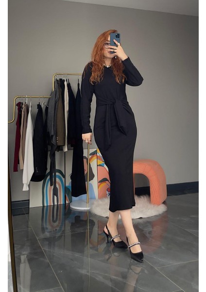 Yandan Bağlama Detaylı Elbise Siyah fiyatları