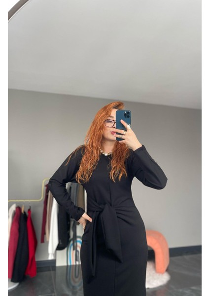 Yandan Bağlama Detaylı Elbise Siyah fırsatları