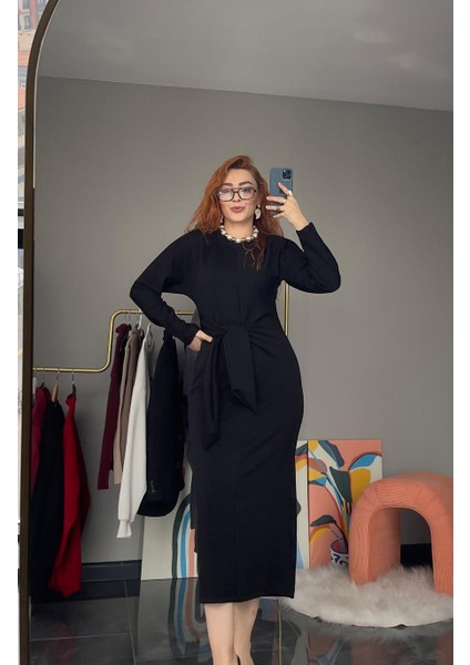 Yandan Bağlama Detaylı Elbise Siyah indirimleri