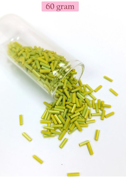 Uzun Boru Kesme Boncuk Çap 2mm Uzunluk 10 mm - 60 Gram - Yeşil - BNC282