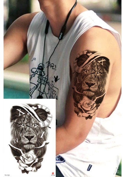 Pusula ve Aslan Geçici Tattoo Dövme