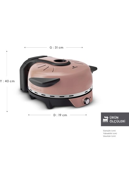 Gastro 10 in 1 Pizza Lahmacun ve Tandır Ekmeği Makinesi Biodiamond Rosegold