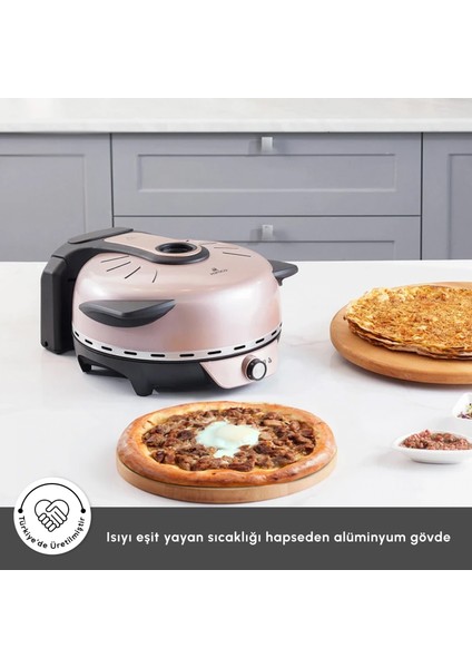 Gastro 10 in 1 Pizza Lahmacun ve Tandır Ekmeği Makinesi Biodiamond Rosegold