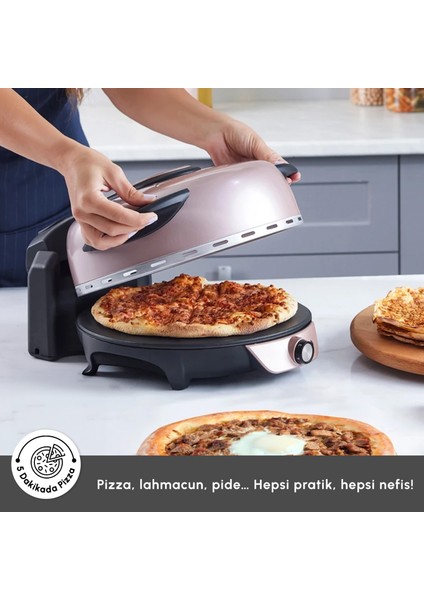 Gastro 10 in 1 Pizza Lahmacun ve Tandır Ekmeği Makinesi Biodiamond Rosegold