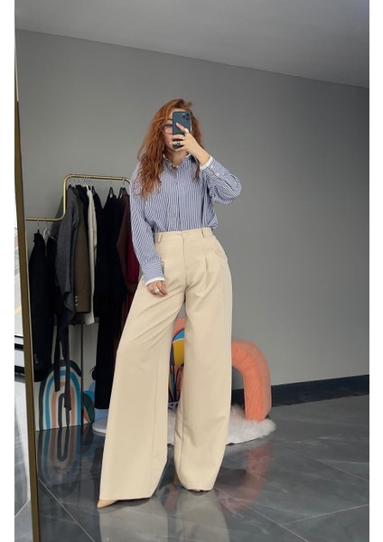 Yüksek Bel Krem Pantolon fiyatları