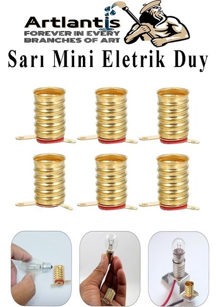 Altı Sarı Mini Duy 10 Adet Deney Duyu Proje Için Küçük Ampul Yuvası Minyonet Duy Okul Sınıf Elektrik Devre Deney Duyusu