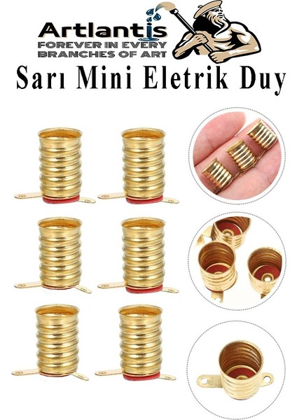 Altı Sarı Mini Duy 10 Adet Deney Duyu Proje Için Küçük Ampul Yuvası Minyonet Duy Okul Sınıf Elektrik Devre Deney Duyusu
