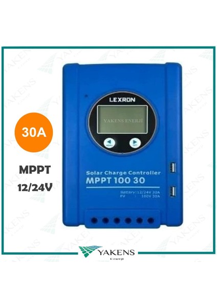 30 Amper Mppt 12/24V Solar Şarj Cihazı 30A 12/24 Volt Mppt Regülatör Mavi Kasa Lexron fiyatları