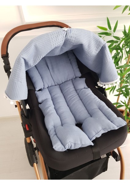 Waffle Pikeli Fermuarlı Bebek Puset Örtüsü ve Çift Taraflı Bebek Puset Minderi fiyatları