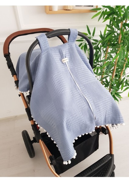 Waffle Pikeli Fermuarlı Bebek Puset Örtüsü ve Çift Taraflı Bebek Puset Minderi modelleri