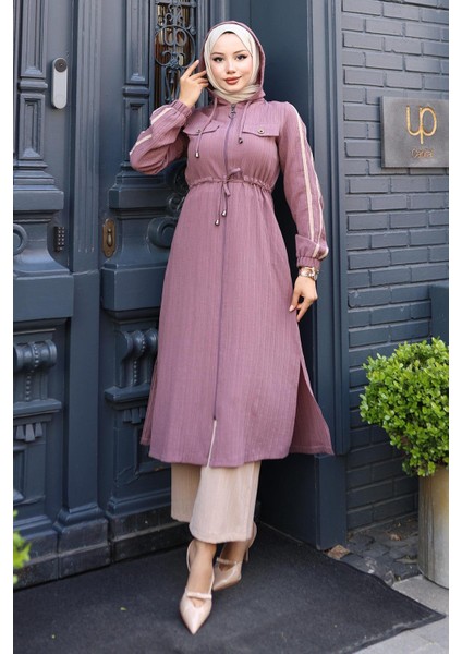 Beli Bağcıklı Kapşonlu Takım Gül Kurusu 19241