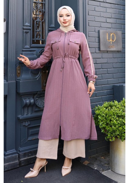 Beli Bağcıklı Kapşonlu Takım Gül Kurusu 19241 modelleri