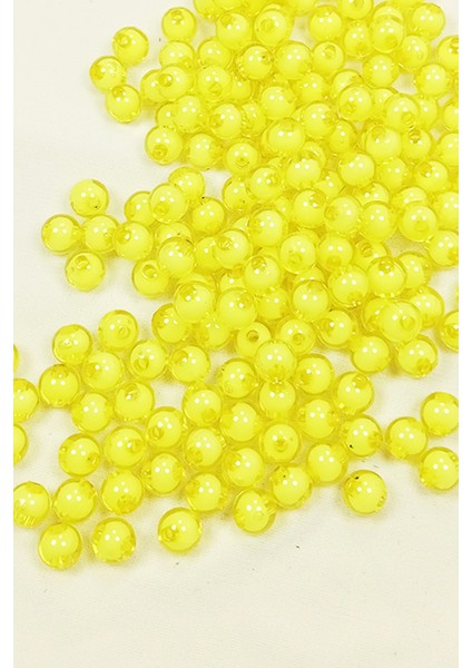 Yuvarlak Boncuk Içten Boncuklu Bileklik Çanta Boncuğu 8 mm 50 gr Sarı - BNC467