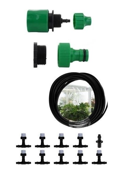 Buffer® 10 Metre Kendin Yap Balkon Veranda Çardak Kamelya Sulama Serinletme ve Nemlendirme Sistemi