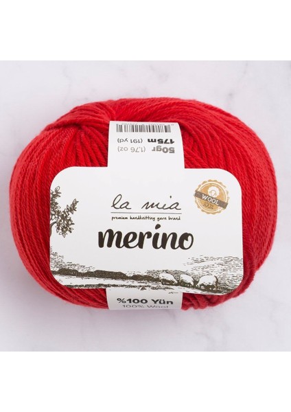 Merino Kırmızı El Örgü ipi - L092 - 33789
