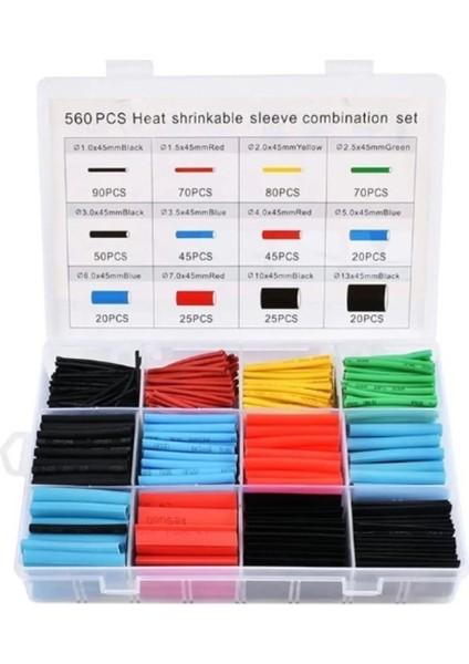 Buffer® 560 Parça Isıyla Daralan Makaron Kablo Koruyucu Kılıf Makaron Kablo Yalıtım Makaron Seti