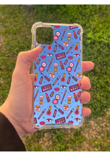 Apple iPhone 11 Pro Max Uyumlu Aynalı Makyaj Desenli Darbe Kamera Korumalı Silikon Telefon Kılıfı