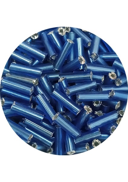 Uzun Boru Kesme Boncuk Çap 2mm Uzunluk 10 mm - 20 Gram - Mavi - BNC242