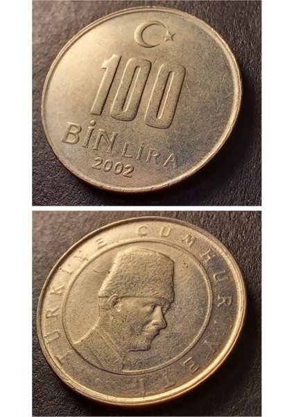 Escoines Koleksiyon 3996368015AB984A38 100 Bin Lira 2002 Ça/çil Eski Madeni Para