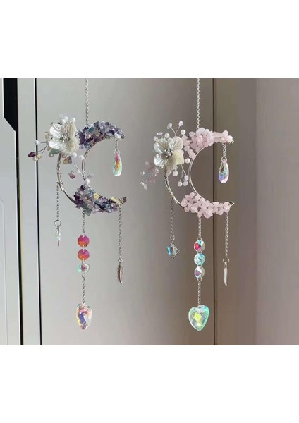 Florit Pembe Kuvars Doğal Taş Rüzgar Çanı