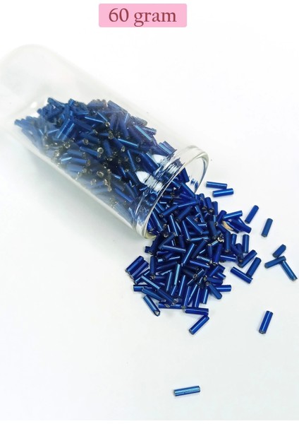 Uzun Boru Kesme Boncuk Çap 2mm Uzunluk 10 mm - 60 gr - Lacivert - BNC272