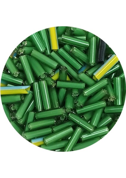 Uzun Boru Kesme Boncuk Çap 2mm Uzunluk 10 mm - 60 gr - Yeşil - BNC295